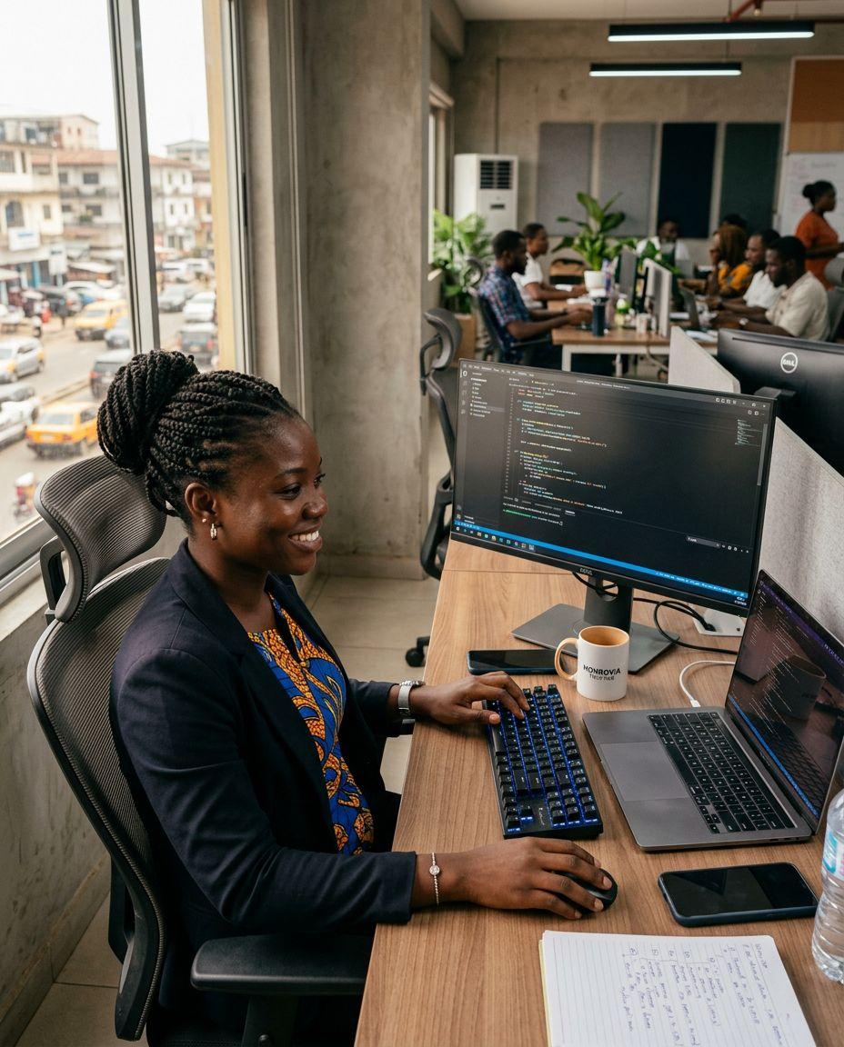 Apstract software engineer writing code in Monrovia